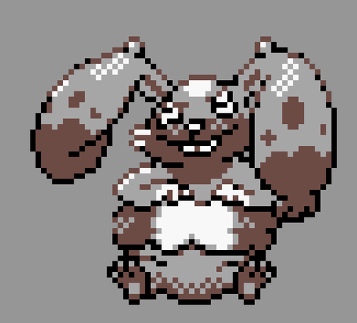 pixel art of diggersby in the pokemon gold/silver style sitting
