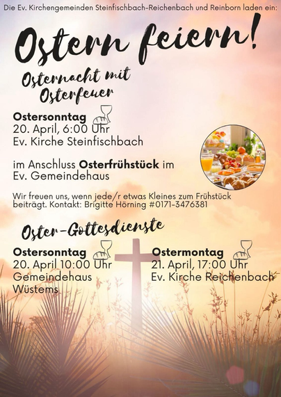 Gestaltetes Plakat mit den Hinweisen zu den Gottesdiensten