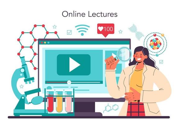 Illustration mit dem Titel "Onlinedienst oder Plattform für Nanotechnik. Wissenschaftler arbeiten mit Nanopartikeln für Medizin und Technologieentwicklung. Online-Vorlesung." Quelle: Freepik - https://de.freepik.com/vektoren-premium/onlinedienst-oder-plattform-fuer-nanotechnik-wissenschaftler-arbeiten-mit-nanopartikeln-fuer-medizin-und-technologieentwicklung-online-vorlesung-flache-vektorgrafik_22573886.htm#fromView=search&page=2&position=48&uuid=126e1725-82b8-422f-a260-6b051ce8f97d&query=video+wissenschaft