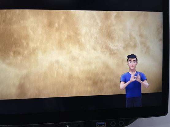 Ein Avatar mit Gebärdensprache vor dem Video.