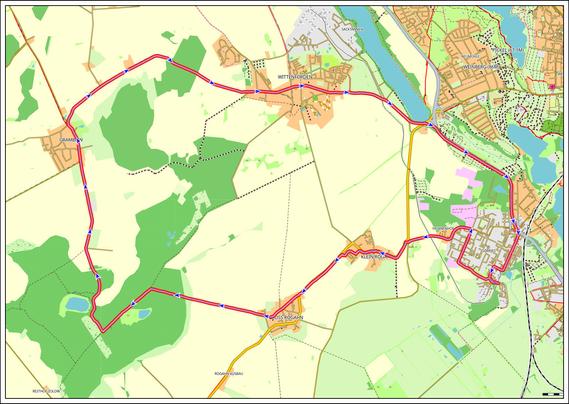 Bildbeschreibung:
Screenshot der heutigen rund 23 Kilometer langen Rundtour.