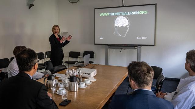 Prof. Petra Ritter erlÀutert, wie aus medizinischen Daten ein individueller digitaler Zwilling eines Gehirns eines Patienten erstellt werden kann.