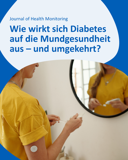 Textkachel mit Empfehlungen zur Verbesserung der Mundgesundheit bei Diabetes: stärkere Aufklärung, engere Zusammenarbeit zwischen Zahnärztinnen/Zahnärzten und Diabetologinnen/Diabetologen sowie Prävention klassischer Risikofaktoren. Überschrift: „Was bedeuten die Ergebnisse?“