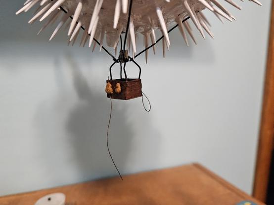 Detail picture of the pufferfish hot air balloon gondola.