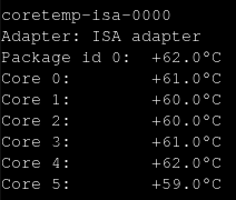 Sensor read out 
~62°C