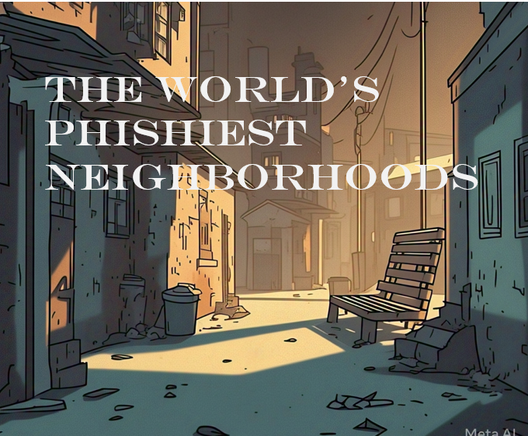 an cartoon depicting a shady neighborhood as an anolog for a phishy neighborhood
