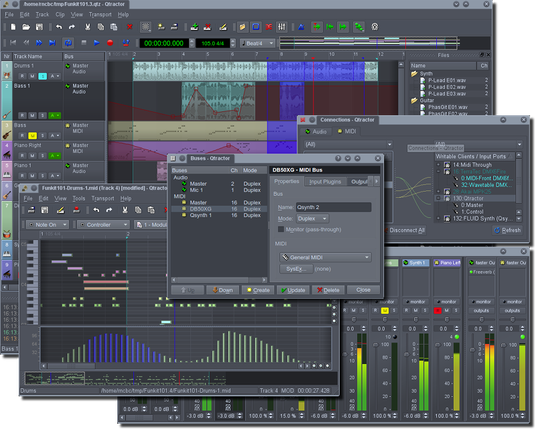 A screenshot of Qtractor