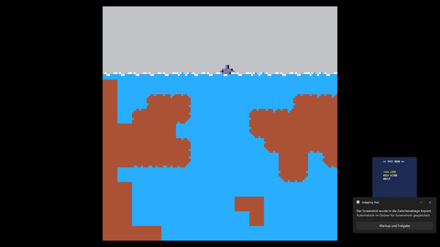 erster Prototyp meines U-Boot-Spiel auf PICO-8