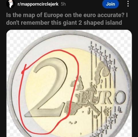 Is the map of Europe on the euro accurate? I don't remember this giant 2 shaped island