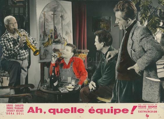Photo de "Ah, quelle équipe" (Pathé, 1957). Film de Roland Quignon. Musique de Sidney Bechet et Gérard Calvi.