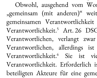 Ausschnitt eines Textes. Fünf Zeilen beginnen mit verantwortlich
