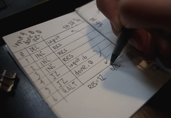 A program that multiplies a number by 3 on a zine.