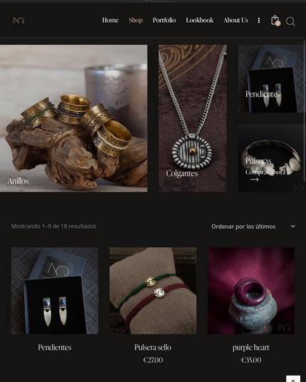 captura de la sección tienda de la pagina web