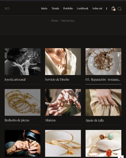 captura de la web de la sección servicios