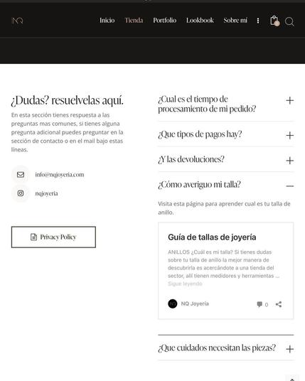 captura de la web de la sección  de preguntas