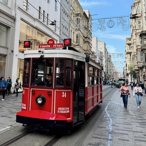 The antique, red Taksim-Tunel tram