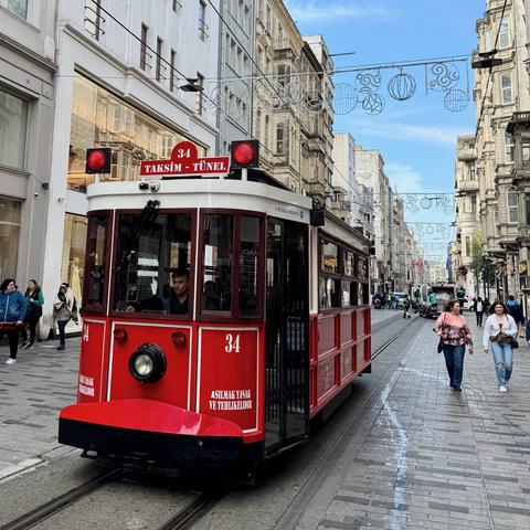 The antique, red Taksim-Tunel tram