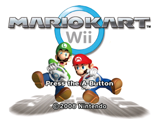 The title screen for Mario Kart Wii