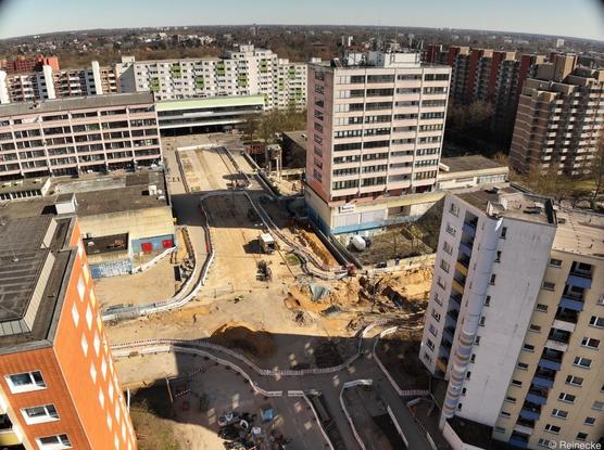 Luft-Ansicht der Baustelle in Steilshoop