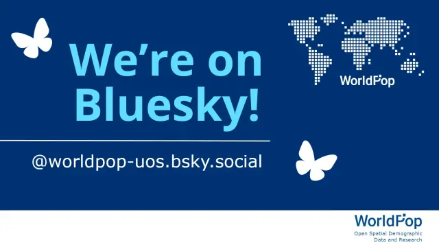 Graphic image with "We're on BlueSky" text