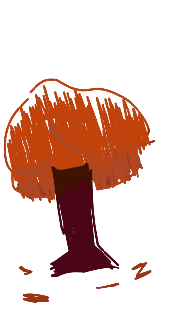 Tree with orange leaves, i.e. the answer is deciduous