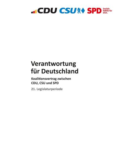 Titelblatt Koalitionsvertrag 2025