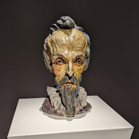 polychrome plaster cast of a man's head