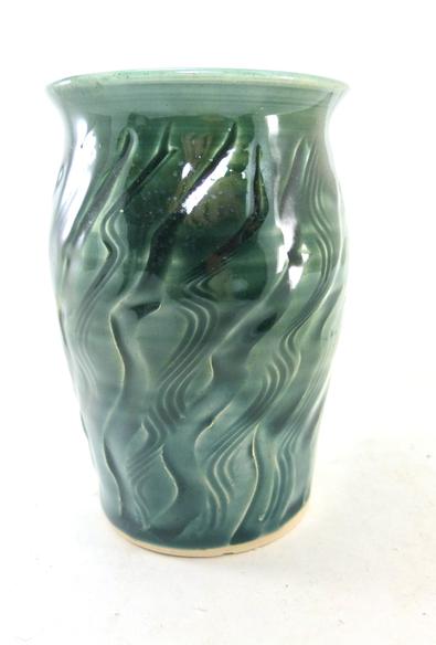 handmade vase with grooves
