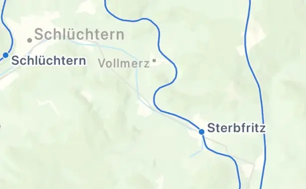 schlüchtern, sterbfritz and vollmerz on a map