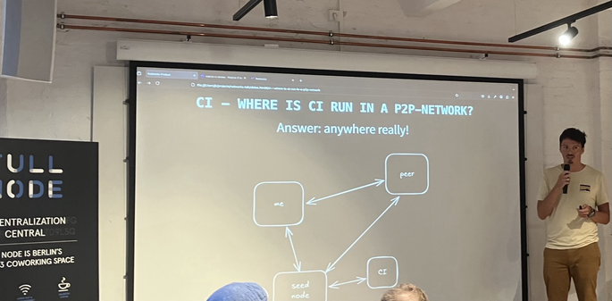 slide with a diagram about CI in a peerToPeer network