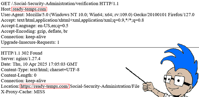 Redirecting to a page on the same website, for no apparent reason