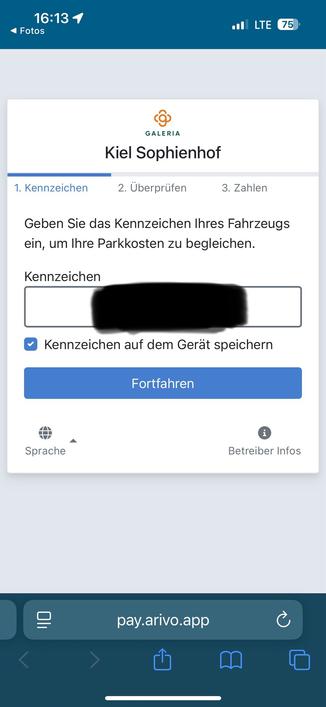 Kennzeichen eingeben