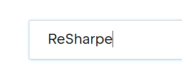Screenshot from the ReSharper website with almost the whole name "ReSharper" typed in (all but the final 'r') and the letter 'a' has the ascending hook part (I have no idea what to call it, I'm not *that* much of a font nerd)