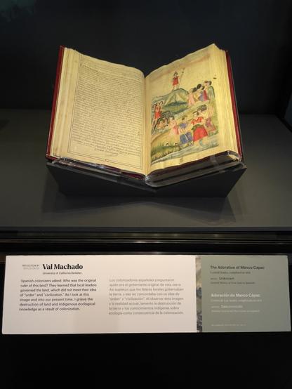 A 17th century Spanish manuscript depicting the adoration of Manco Capac, who is believed to be the first governor of Cusco and founder of the Inca Civilization.
