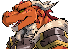 Fyralvinth dire, orange dragonborn looking sideglance. Wearing armor and a fur cloak. Done today~!