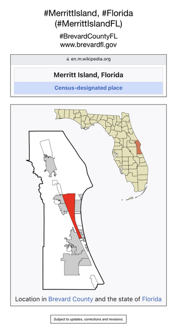 Screenshot of map showing location of Merritt Island, Florida (from Wikipedia).