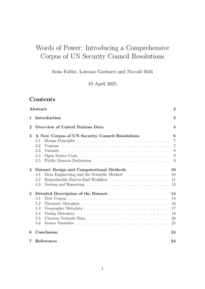 Screenshot of the table of contents of the pre-print linked in the post.