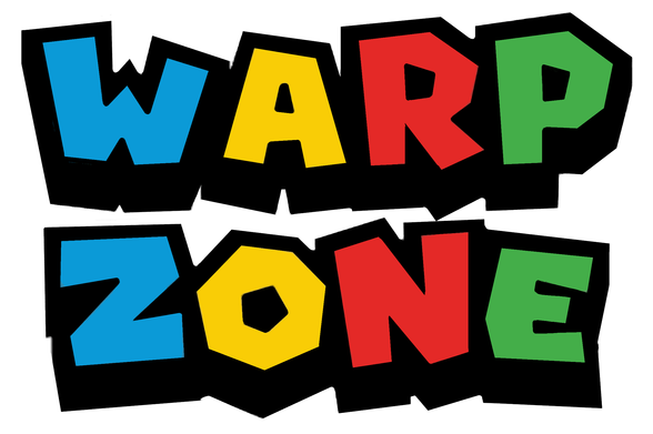 Logo d'une convention de retrogaming nommé WarpZone. Le logo reprend la police d'un jeu Mario Bros.