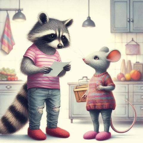 KI-Bild (DALL•E3):

Woody liest die von Meeps geschriebene Einkaufsliste durch. Nicht alles findet sein Wohlwollen. "Aber Käse MUSS dabei sein, sonst schmeckt auch deine Super Pizza nicht!", beharrt Meeps.