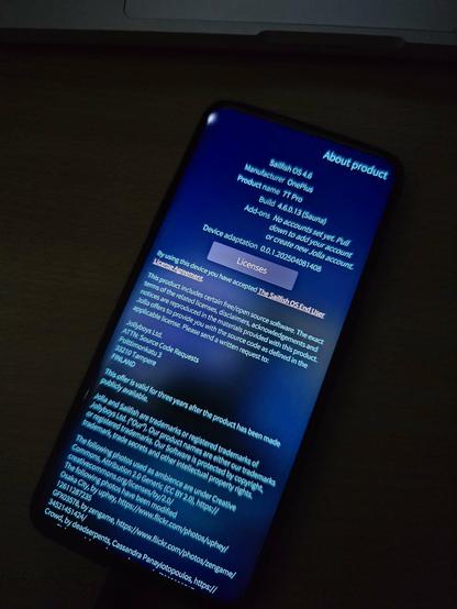 OnePlus 7T Pro (hotdog) running a port of Sailfish OS 4.6