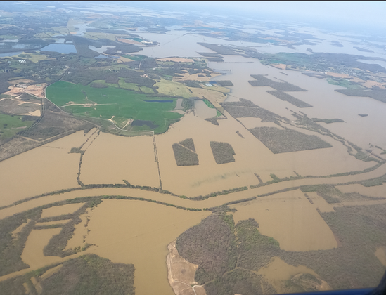Aerial image of extensive, destructive, and generational #flooding on the Green River of #KY.