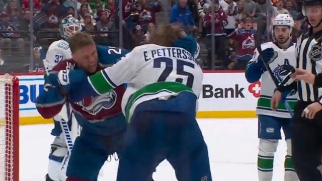 Elias Pettersson Drops 🥊 Gloves 🥊 With Logan O'Connor