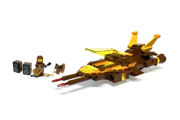 A model of a spaceship made of Lego bricks