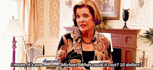 Lucile Bluth from Arrested Development saying, "I mean, it's one banana, Michael. What could it cost? 10 dollars?" The Iron Village logo is placed on top of the word "banana".

(For future readers, bananas are around 0.60 USD/lb, or 1.32 USD/kg right now, and very close to that around the time Arrested Development was showing.)