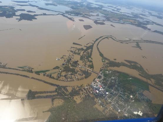 Aerial photograph of extensive flooding in Calhoun, KY.  10 April 2025.