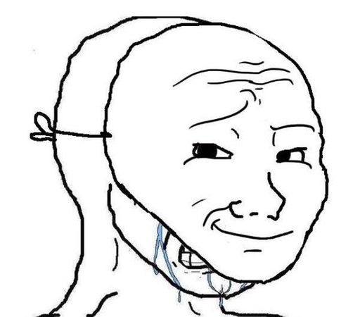 Le meme du gars qui pleure avec un masque par dessus qui est content.