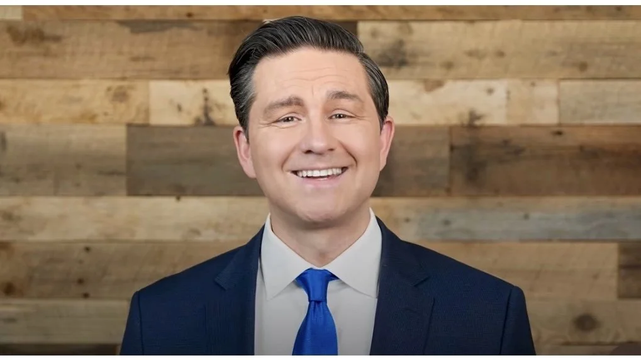 Poilievre with a goofy grin/smirk