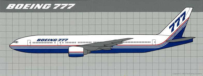 The Boeing 777 in Boeing House colors.