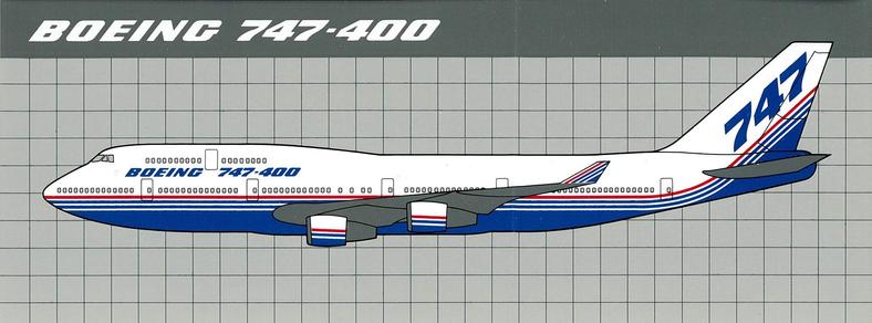 The Boeing 747-400 in Boeing House colors.