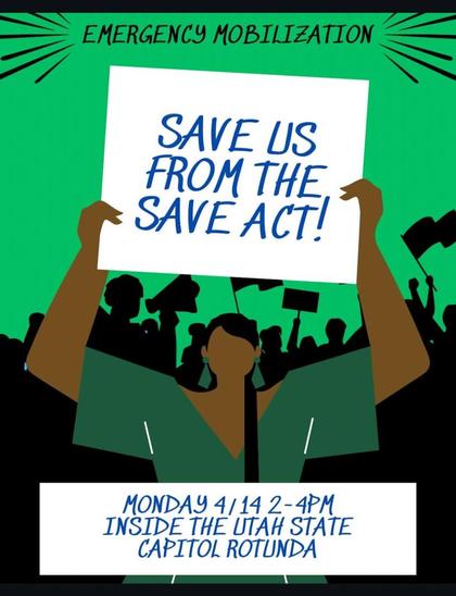 🚨Emergency Mobilization🚨
SAVE US FROM THE SAVE ACT!

Utah State Capitol inside the Rotunda
Monday, April 14th @ 2PM

#RISE #RALLY #RESIST

#Politics #USPol #USA #UTPol #Utah